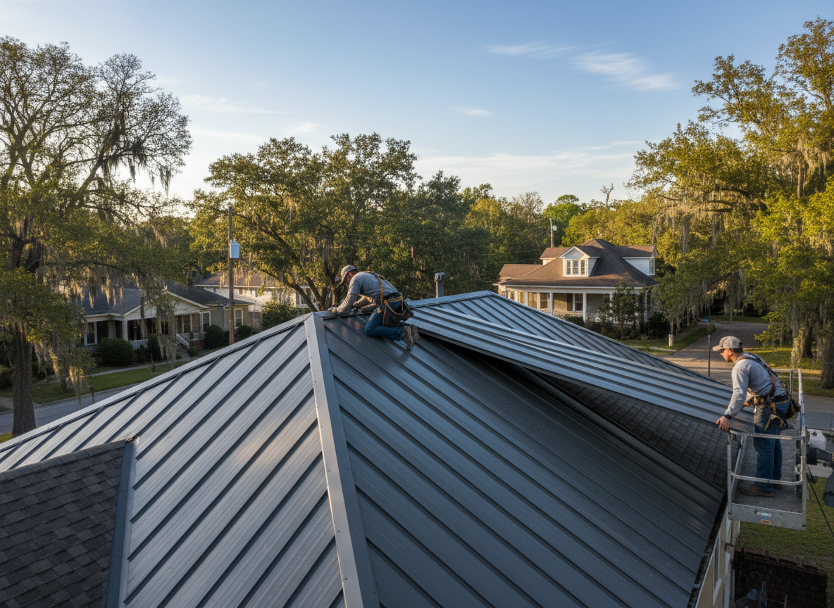Metal roof installation in Montgomery
