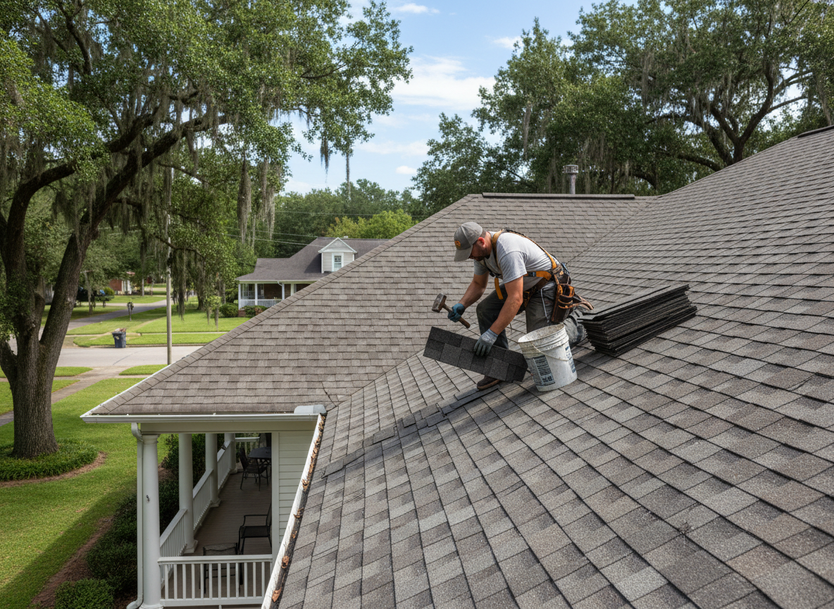 Shingle roof repair in Montgomery
